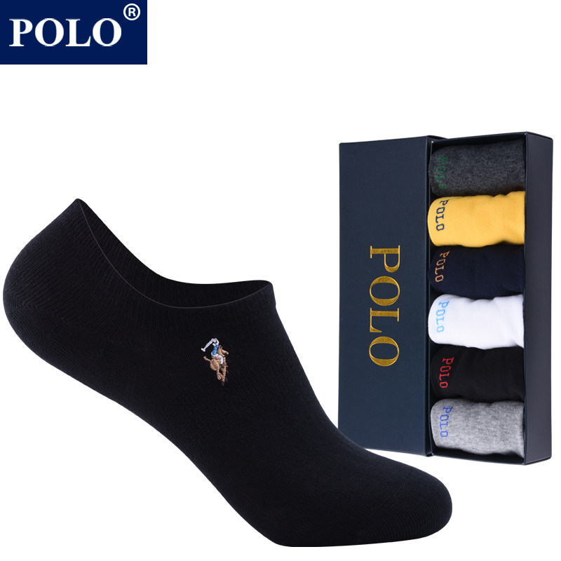 POLO新品纯棉短袜男士棉袜低帮夏季薄款浅口男船袜防臭吸汗船型袜
