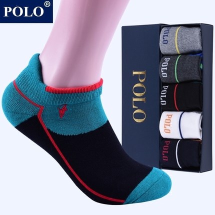 polo跑步男运动袜短袜纯棉防臭吸汗低帮短筒袜加厚毛圈浅口船袜子