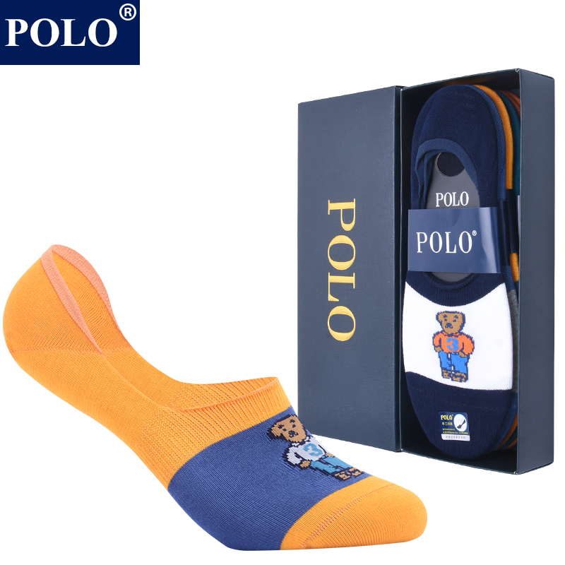POLO隐形夏季男不掉跟卡通船袜