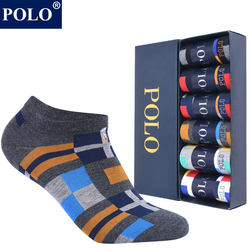 polo船袜男纯棉薄款个性防臭夏季浅口防臭吸汗短袜无骨透气礼盒装