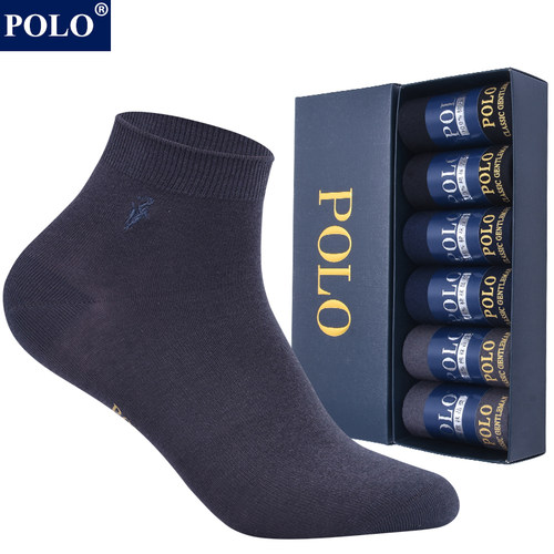 POLO防臭男全棉薄款中筒袜6双装