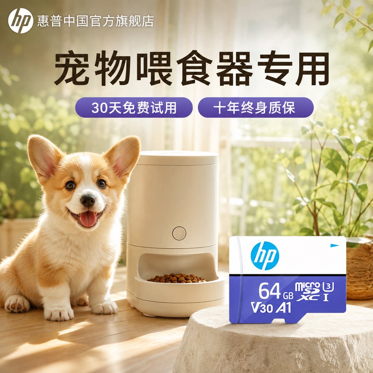 惠普适用霍曼小米自动喂食器内存卡猫咪宠物猫粮狗粮64G专用TF卡