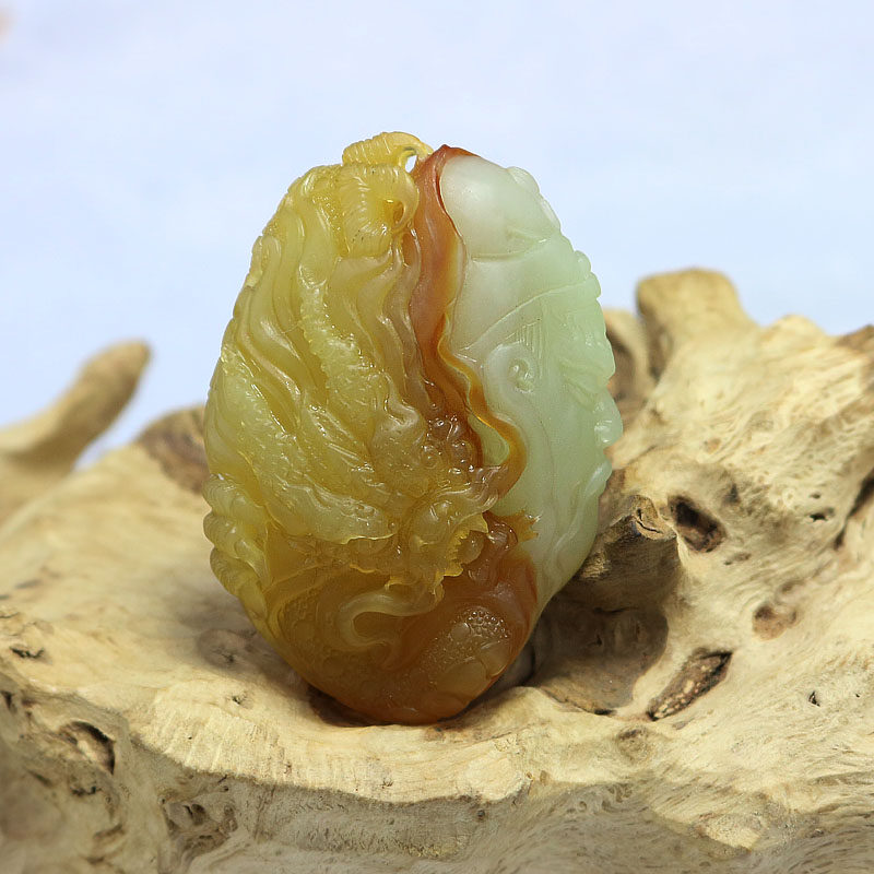 玉石关公吊坠岫玉花玉关二爷挂件忠义项坠玉石王玉坠