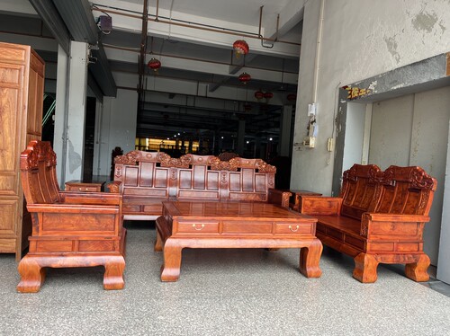 红木沙发缅花大奔沙发大果紫檀荷花沙发客厅组合中式实木国色天香