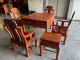 缅甸花梨麻烦桌麻将台大果紫檀棋牌桌休闲台