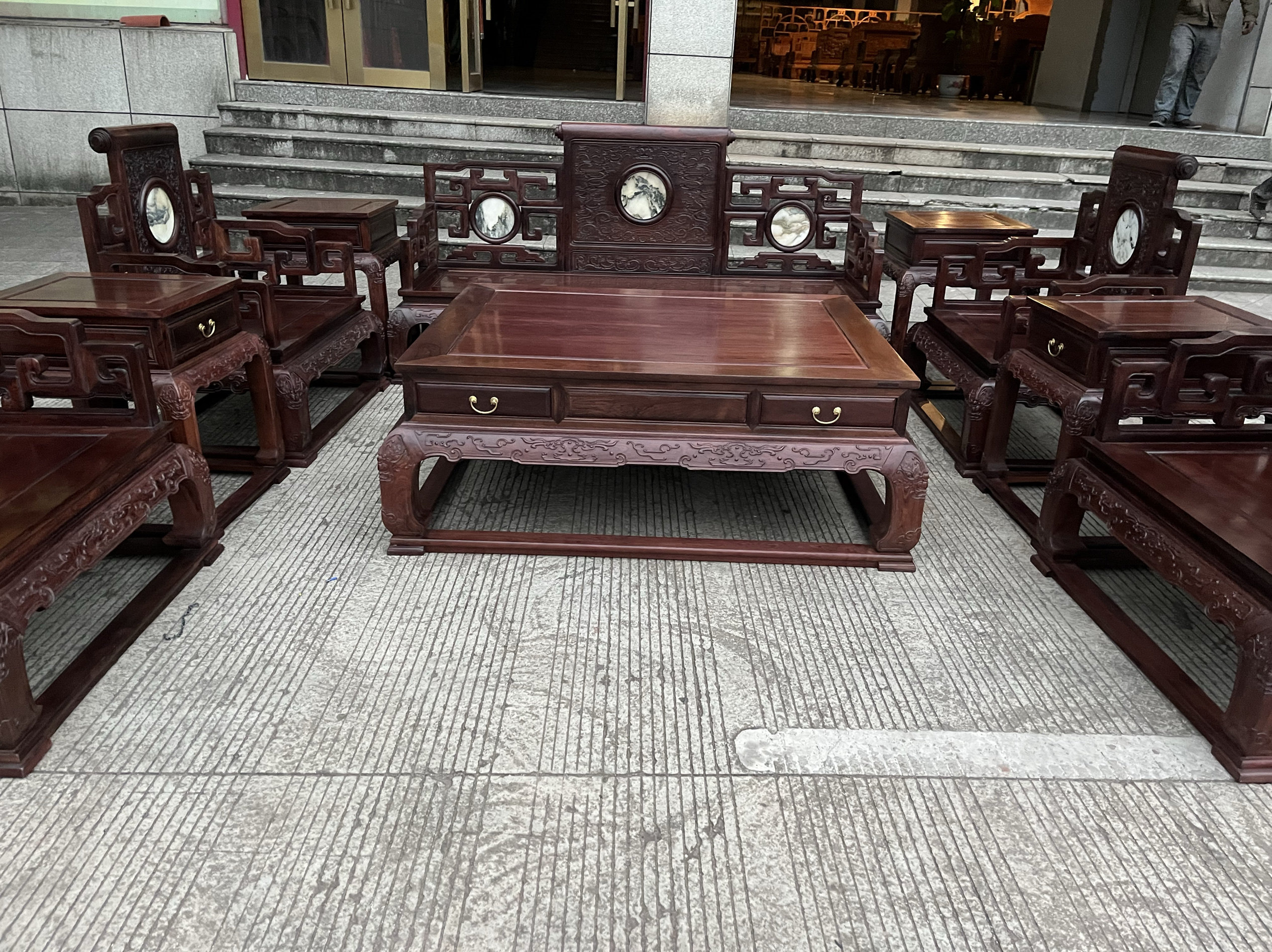 佰世红木沙发老挝红酸枝书卷沙发花枝宝座沙发客厅组合新中式实木