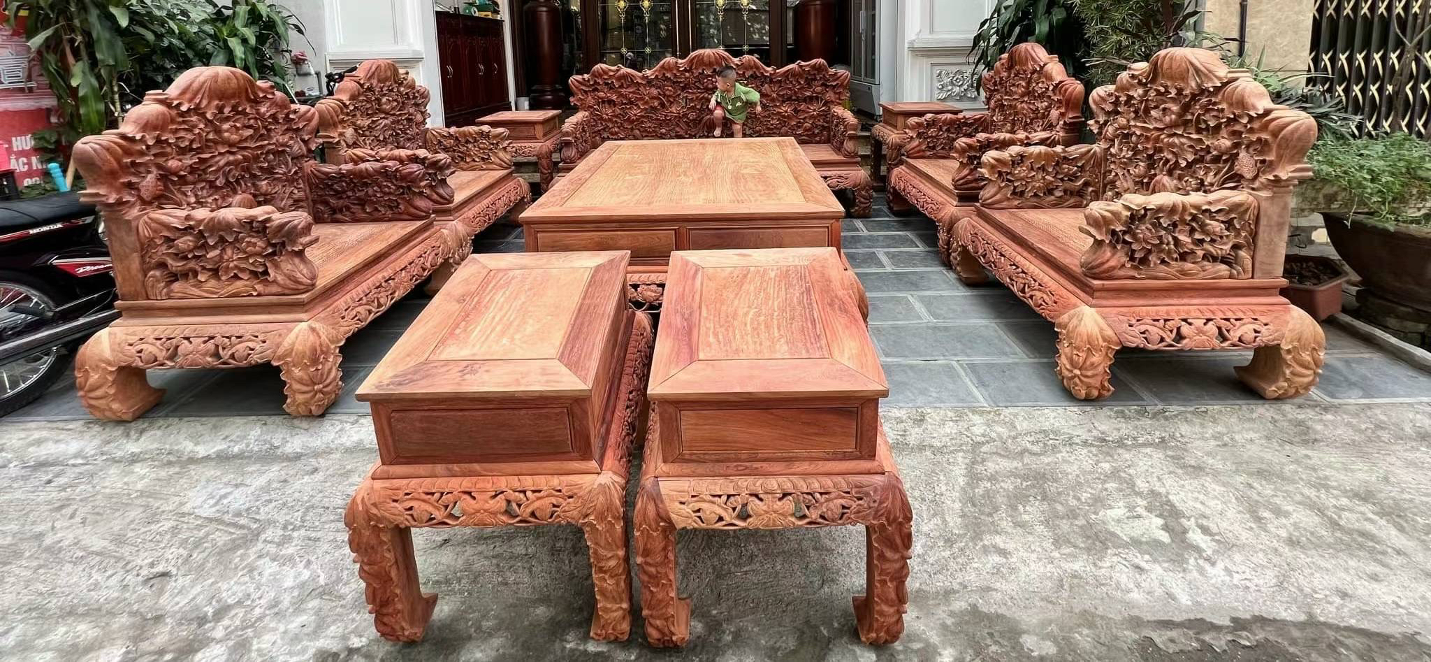 缅甸花梨木荷花宝座沙发客厅全套家具红木沙发大果紫檀木红木家具