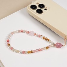 热销2025年新款西瓜玉髓手机链挂手腕款手机挂绳指环扣链条串珠水