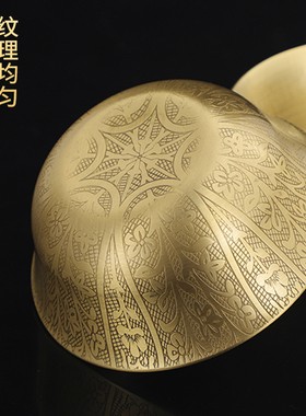 热销加厚连底纯铜净水碗 花纹佛前供水碗光身聚财小金碗 家用佛具