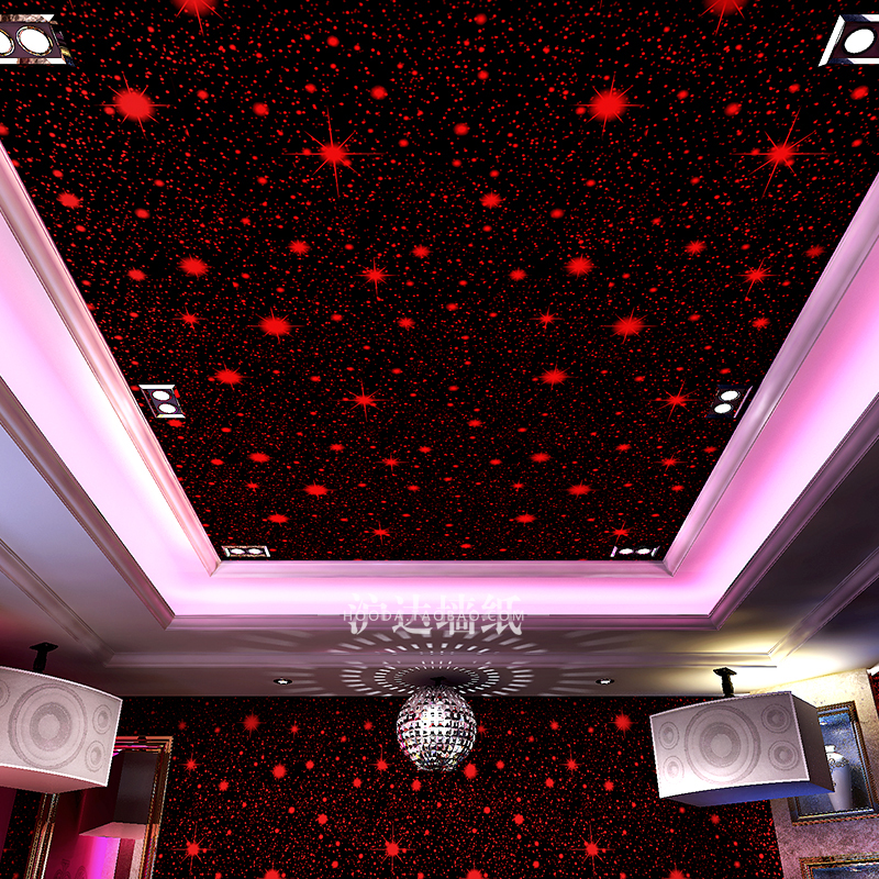 热销宇宙星空主题墙纸天花板3d立体顶纸KTV歌厅闪光墙布装修壁纸