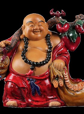热销笑佛大肚弥勒财神爷布袋佛像陶瓷摆件家居客厅玄关办公室石湾