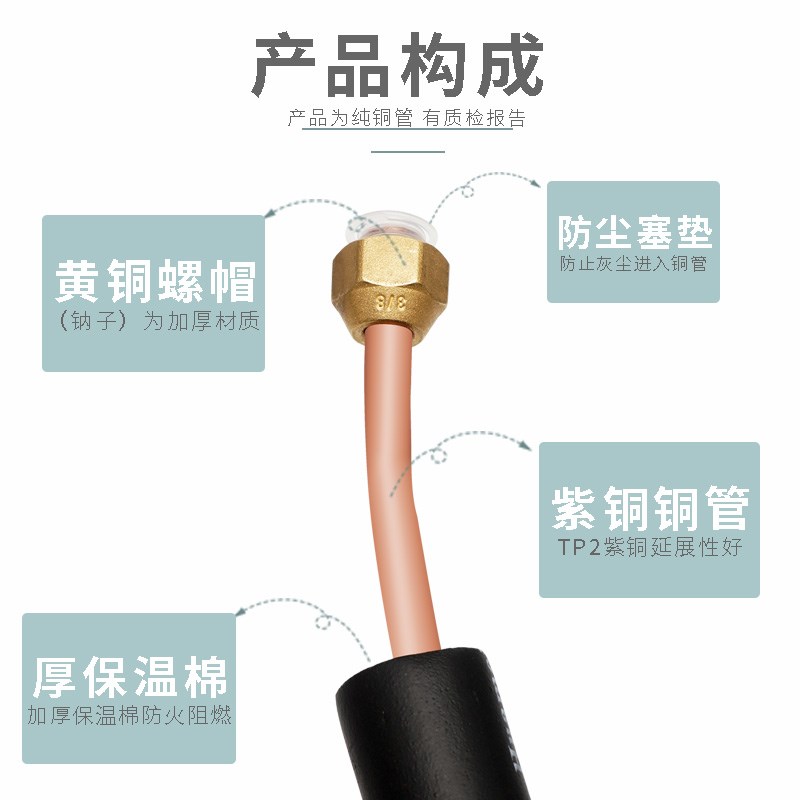 热销空调铜管延长连接管1匹1.5p3p米加长空调管排水管铝管外机内