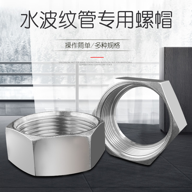 热销304不锈钢螺帽波纹管 热水器进水软管接头4分6分1寸螺母配件