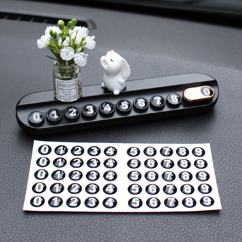 热销挪车电话牌闻香兔临时停车号码牌隐藏香薰移车牌汽车装饰车载