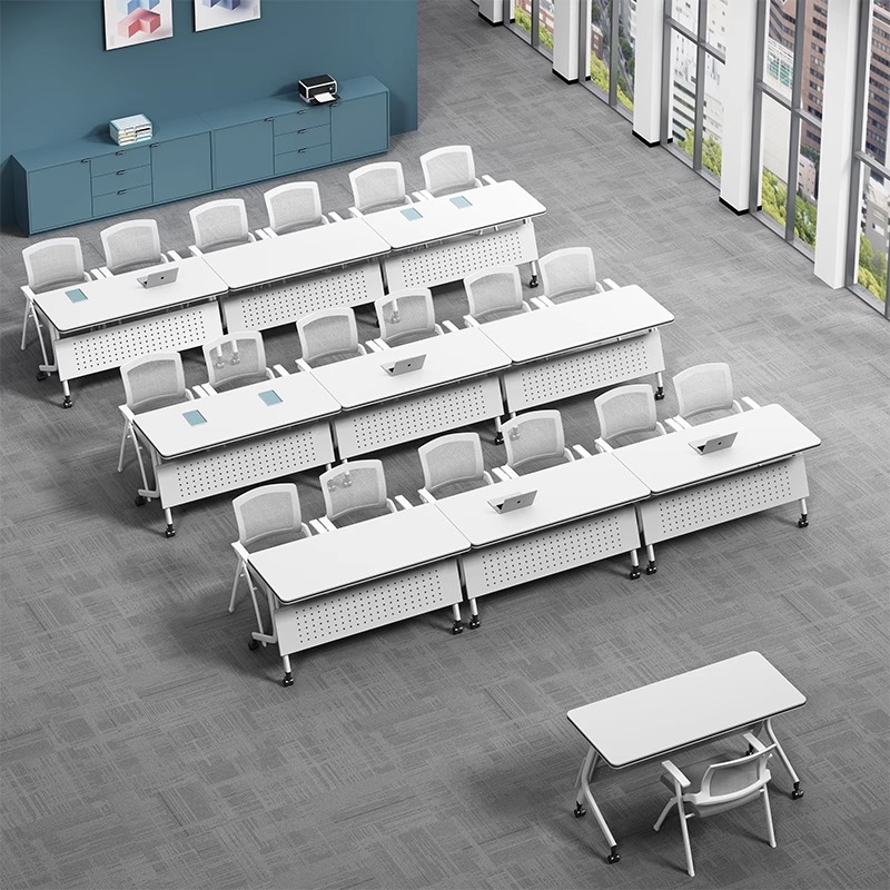 热销折叠培训桌会议桌椅组合多功能可移动拼接办公辅导班长条双人