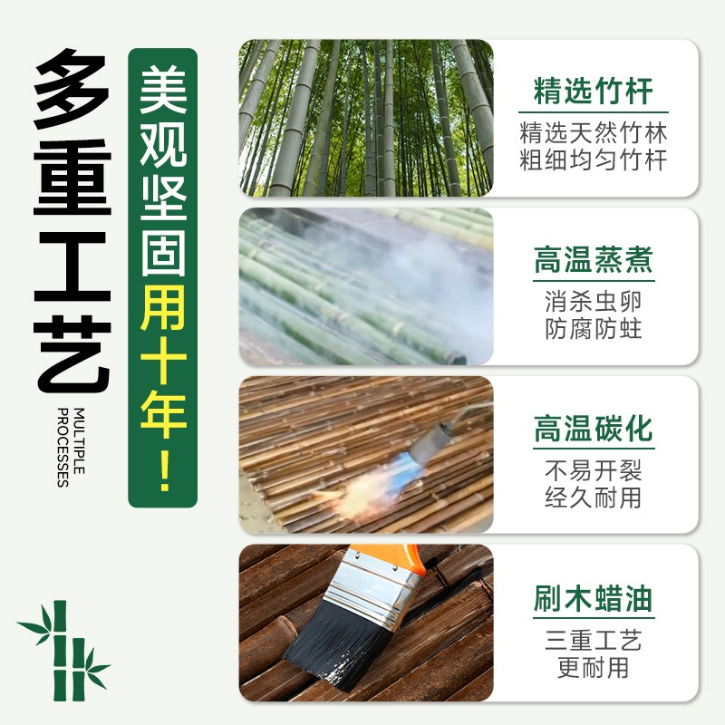 热销竹篱笆栅栏围栏木门室外庭院造景布置围墙菜地花园碳化防腐伸