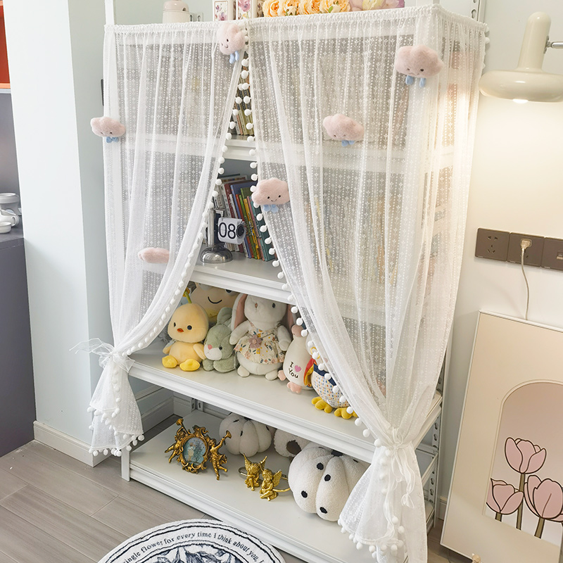 热销北欧云彩挂帘货架展示架书柜蕾丝纱帘卧室遮挡杂物帘门帘隔断