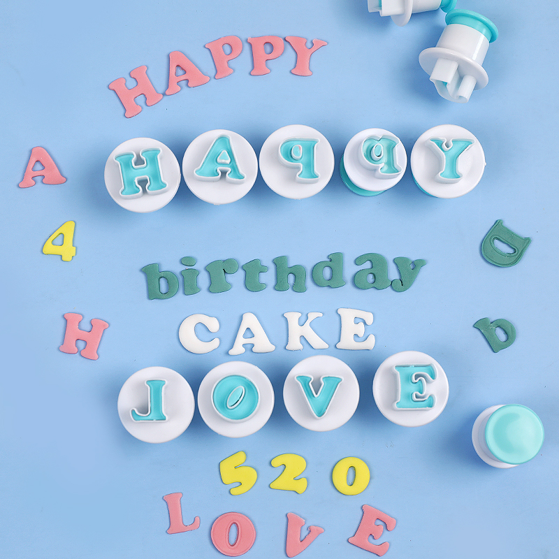 热销弹簧按压模具26个大小写字母数字饼干翻糖蛋糕印花压模切模工