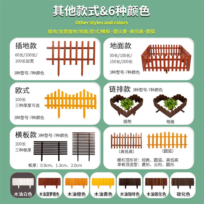热销圆形木栅栏防腐户外花园围栏庭院篱笆阳台装饰碳化小木桩室外