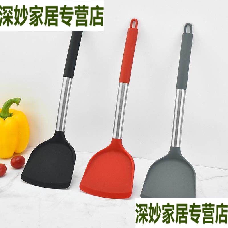 热销乳胶橡胶锅铲子耐高温厨房饭铲子硅胶网红耐炒菜汤勺煎铲厨具