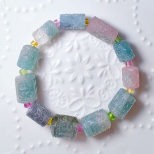 纯天然阿富汗篮西瓜碧玺回纹珠手链大颗粒蓝碧玺15mm-11mm-8mm