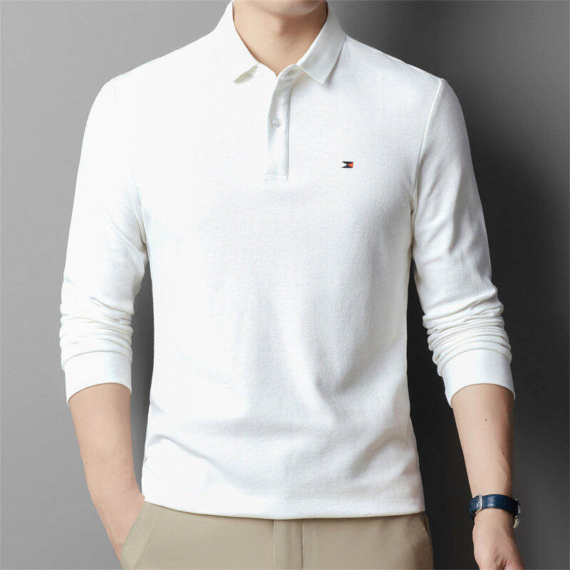 长袖t恤男士春季新款纯棉翻领打底上衣服休闲商务Polo衫男装上衣
