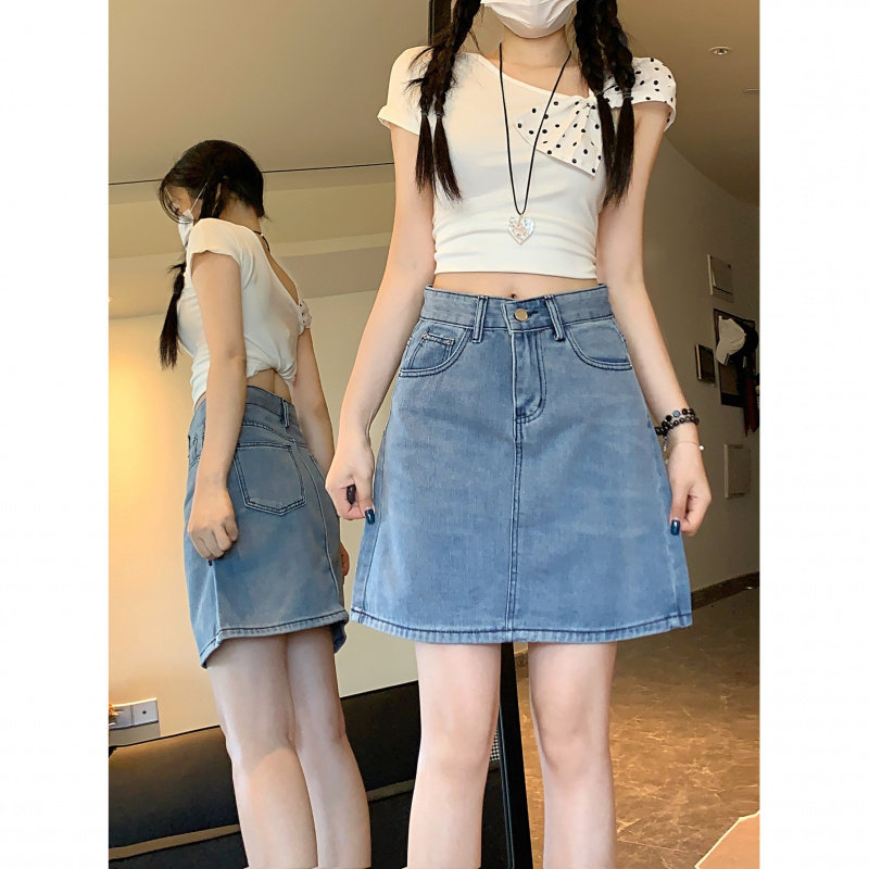 牛仔短裙小个子半身裙女夏季高街设计感小众A字包臀裙短裙ins潮牌