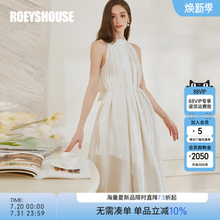 长裙10635 罗衣法式 海边度假风挂脖连衣裙女2025夏季 新款 气质无袖