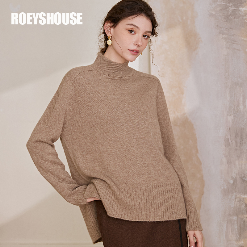 罗衣半高领100%山羊绒毛衣