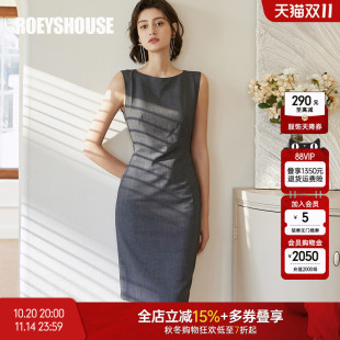 气质职业修身 新款 中长裙01790 连衣裙女2025夏季 罗衣知性通勤无袖