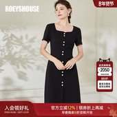 罗衣气质黑色修身 通勤收腰A字裙子08767 时尚 连衣裙女2025夏装 新款