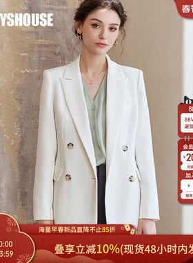 罗衣气质职业OL风时尚西装外套女春季知性简约通勤白色西服08215