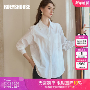 职业宽松长袖 罗衣高级白色纯棉衬衫 时尚 新款 上衣11204 女2025秋季