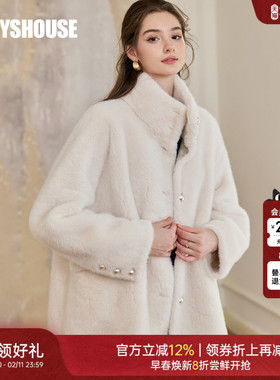 罗衣保暖羊羔绒环保皮草女2025冬季气质皮毛一体毛呢外套11332