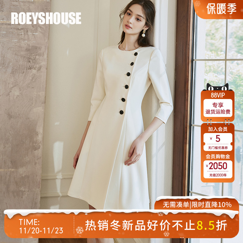 罗衣知性圆领修身连衣裙