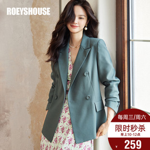 勤修身 通时尚 墨绿色OL西服09112 外套女春季 罗衣商务休闲职业西装