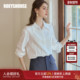 罗衣时尚 通勤面试别致镂空职业上衣11117 正式 通勤白色衬衫 女春季