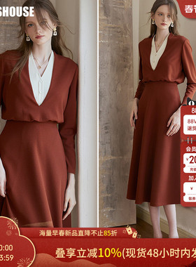 新年专供款|罗衣美拉德修身收腰针织打底连衣裙女春中长裙子09704