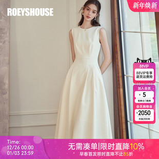 场合大摆中长裙09928 内搭连衣裙女早春通勤正式 罗衣法式 收腰无袖