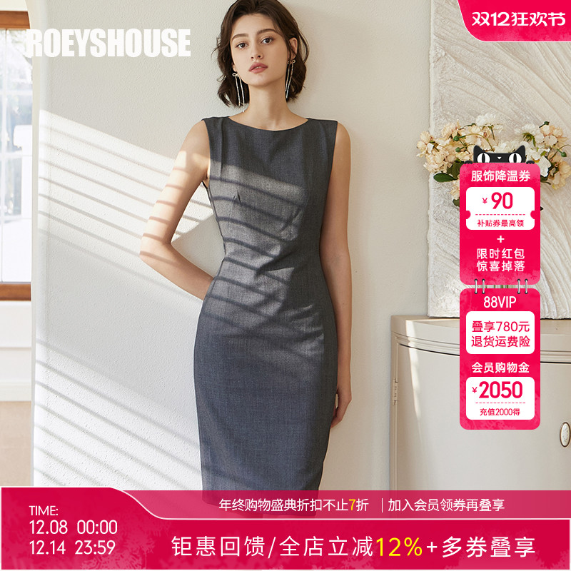 罗衣知性通勤无袖夏装新款连衣裙