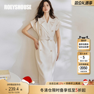 知性职业OL中长裙子08416 新款 罗衣气质系带西装 连衣裙女2025夏装