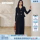 罗衣高级黑色针织套装 女早春淡人高知穿搭上衣半身裙两件套13508