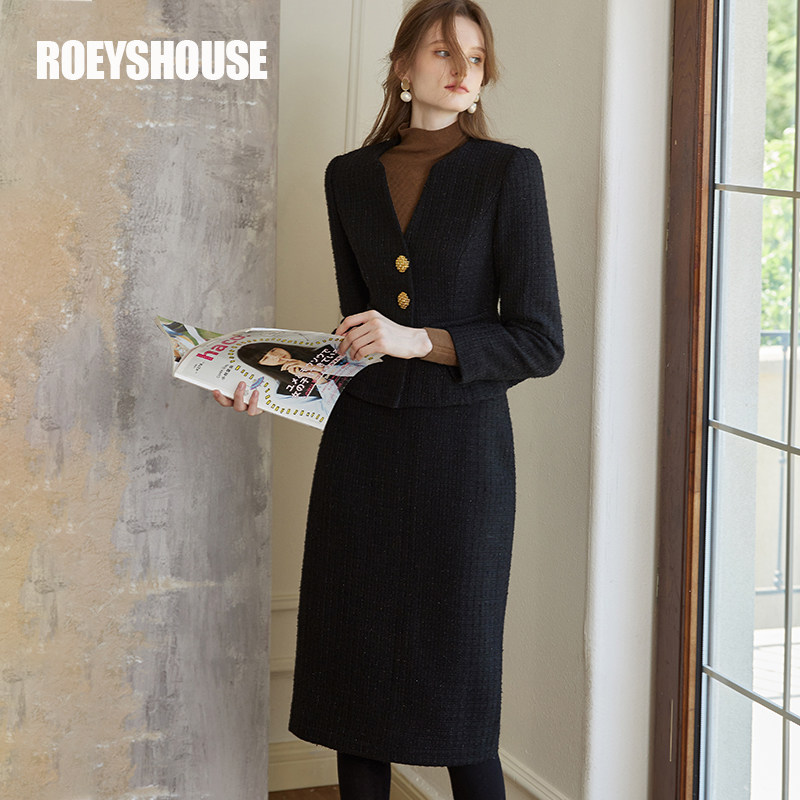 罗衣小香风粗花呢套装女2025冬季新款修身上衣半身裙两件套07794,女装/女士精品,时尚套装,淘宝优惠券,粉丝福利购,淘宝优惠卷