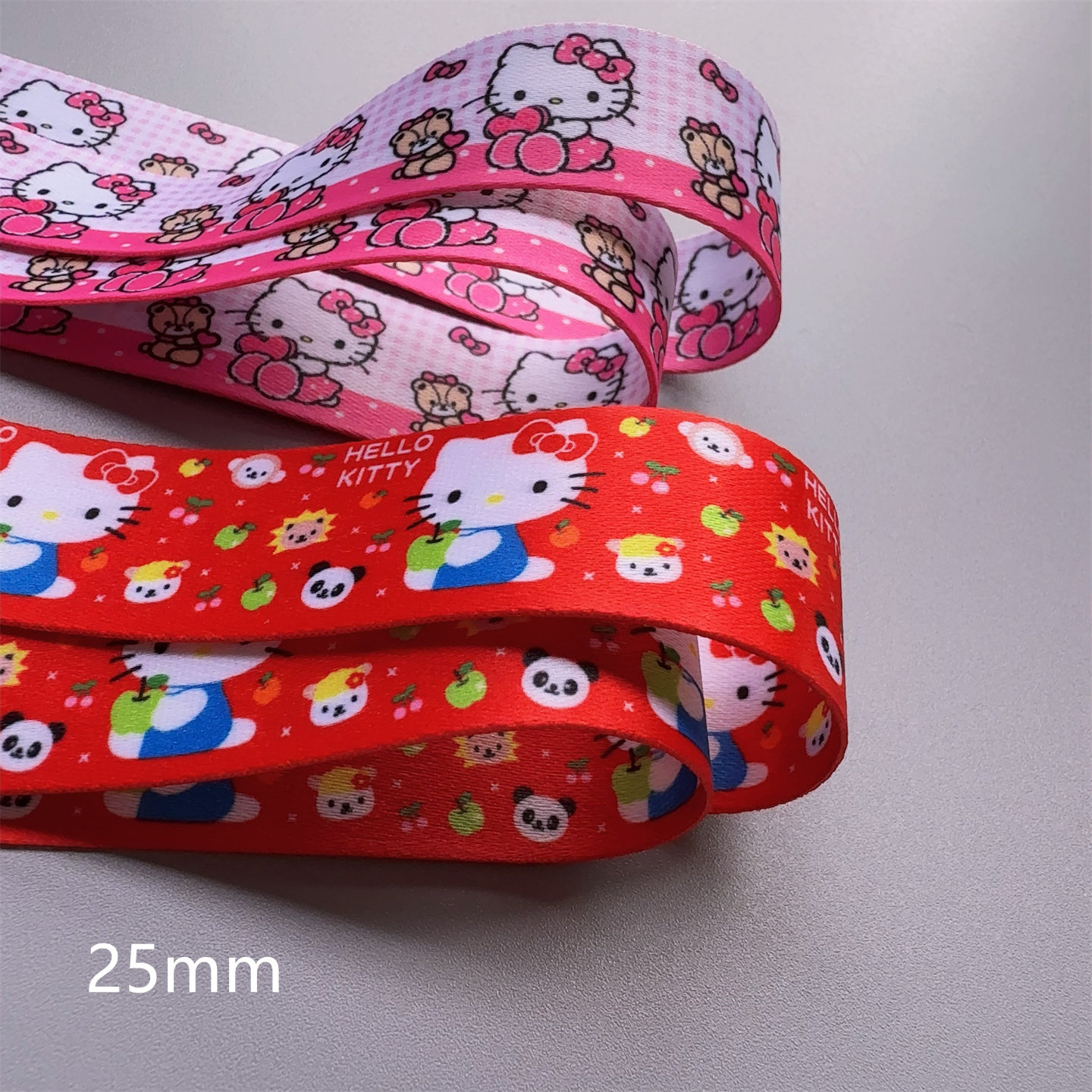 粉色格子kitty加厚双面涤纶带扭扭车牵引水壶背带绳材料绳25mm