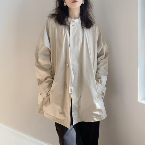 意大利顶奢老钱风可拆卸保暖内胆卡其色宽松风衣2026新款女小个子