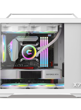 鱼巢X7机箱密孔背线电脑主机大手提240水冷小MATX快拆侧透mini