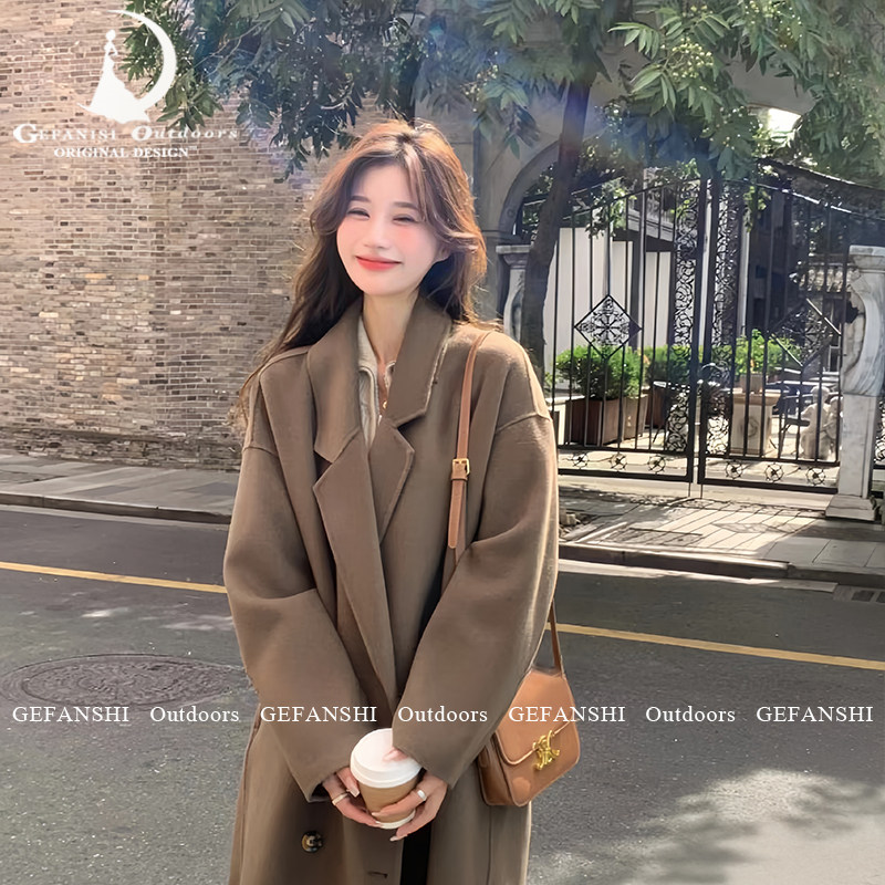 德国驼色高端双面羊绒大衣女2025秋冬新款韩版中长款宽松毛呢外套