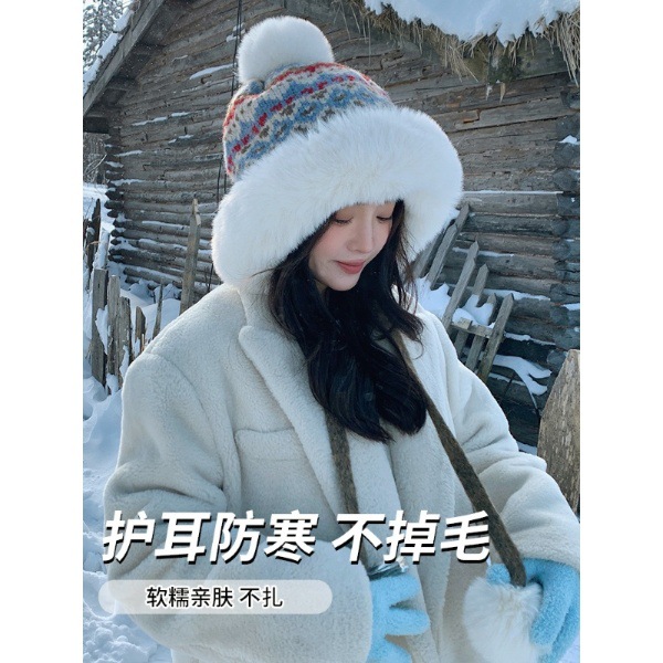 冬季可爱加绒针织帽子