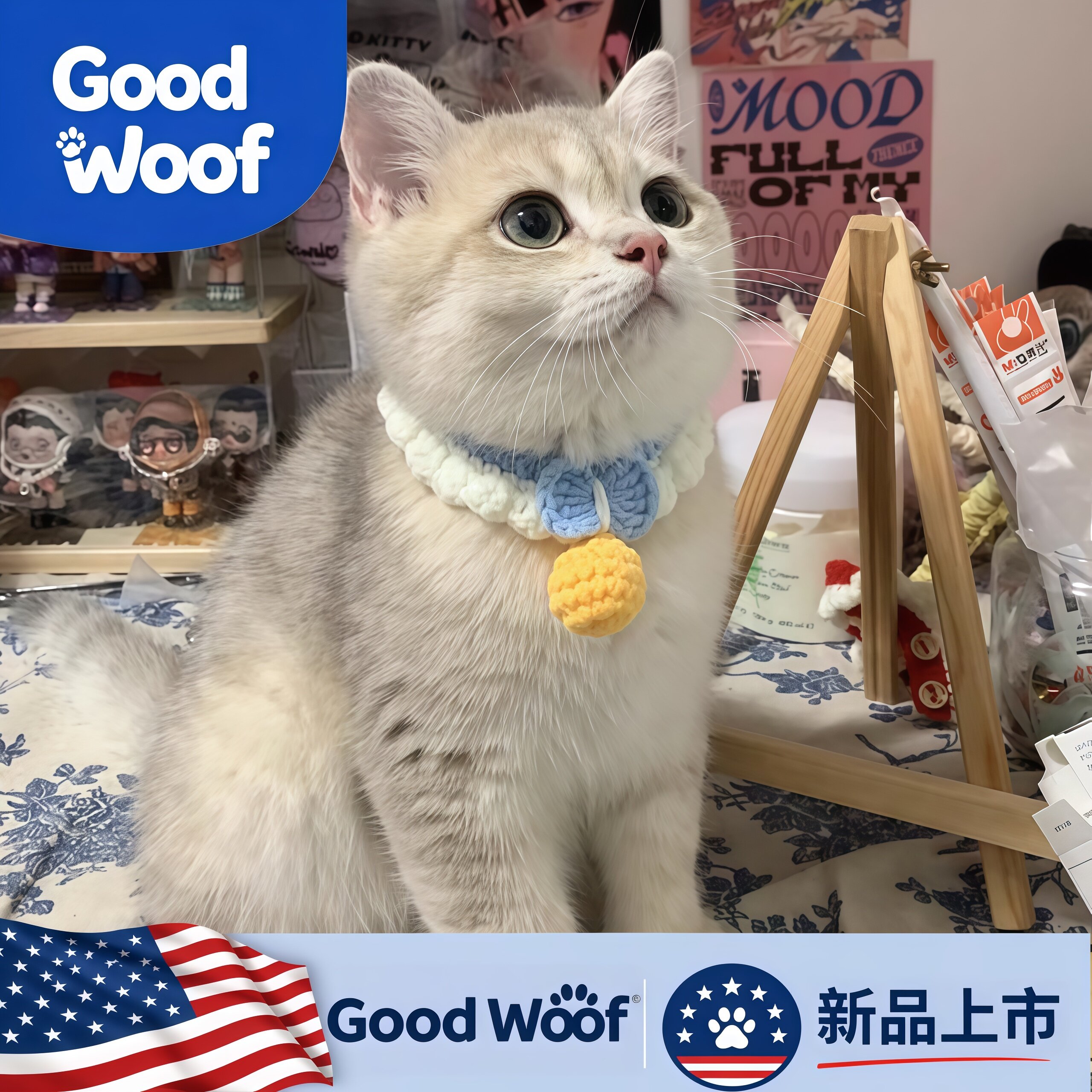Good Woof 宠物口水巾名媛风围兜猫咪狗狗围脖领结围兜金吉拉布偶