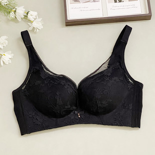 断码清 软骨文胸内衣34/75B杯C杯薄款大胸显小透气不凸点四扣黑色